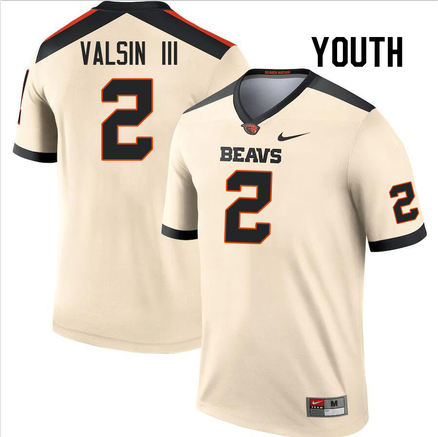 Youth #2 Jimmy Valsin III Oregon State Beavers College Football Jerseys Stitched-Cream